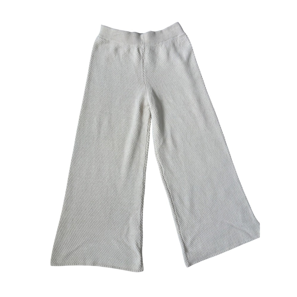 Waffle Knit Surfer Gypsy Lounge Pants Cream Knit Wide Leg High Rise Textured XL